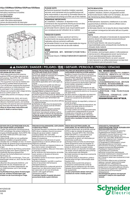 schneider施耐德TeSys GS2Mooo_GS2Noo_GS2Pooo_GS2Qooo - 开关切断器保险丝 200-400 A - 说明页
